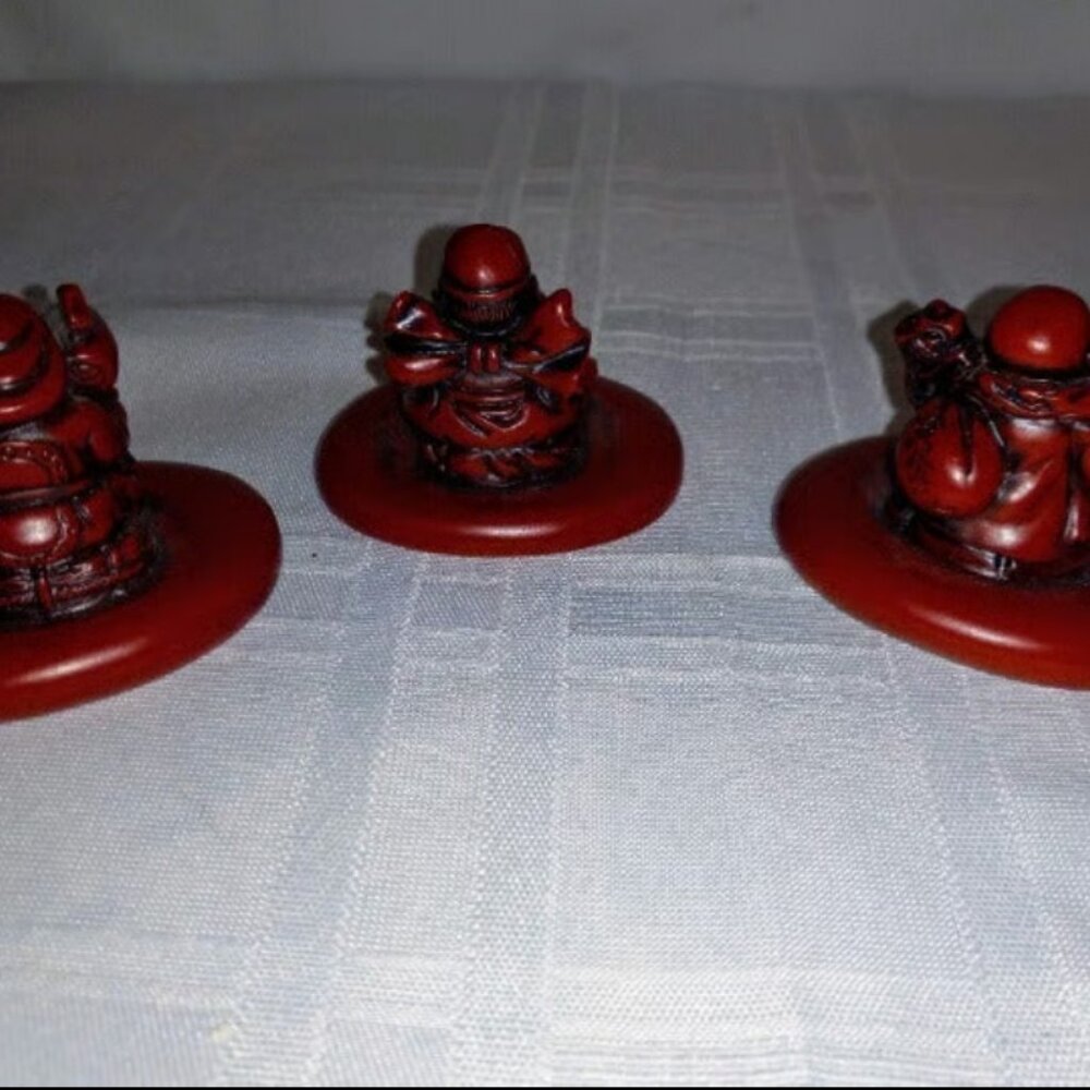 2" Red Resin Chinese Gods Fuk Luk Sau Figurines Wise Men Feng Shui Luck Figures